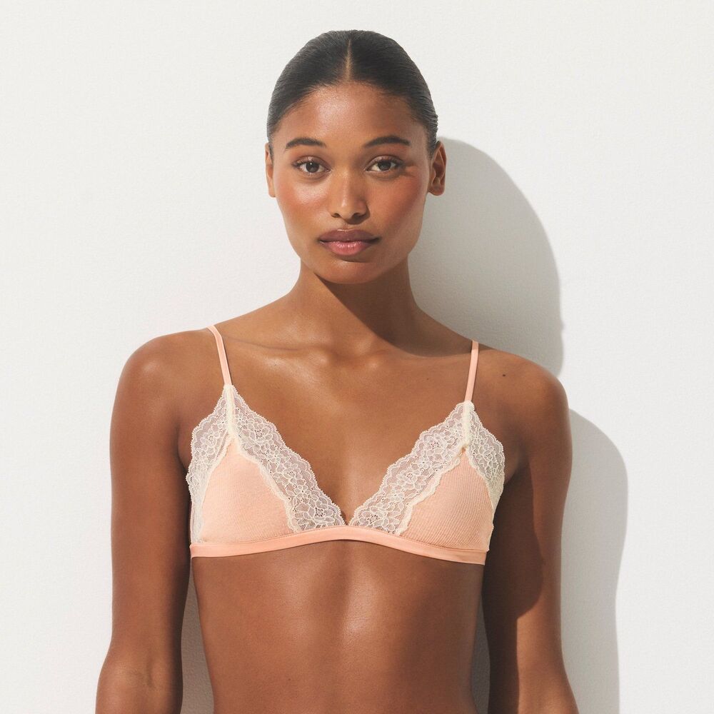 Skims Sheer Rib Lace Triangle Bralette Villa Size Large